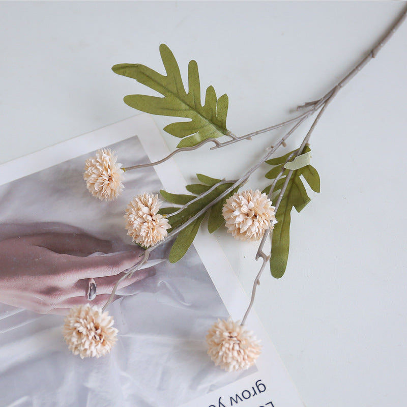 Künstlicher Kiku Stiel 66 cm, Chrysantheme Pompon Blume, realistischer Künstliche Gänseblümchen für hohe Vasen, Hochzeitsdeko, Event & Wohnkultur