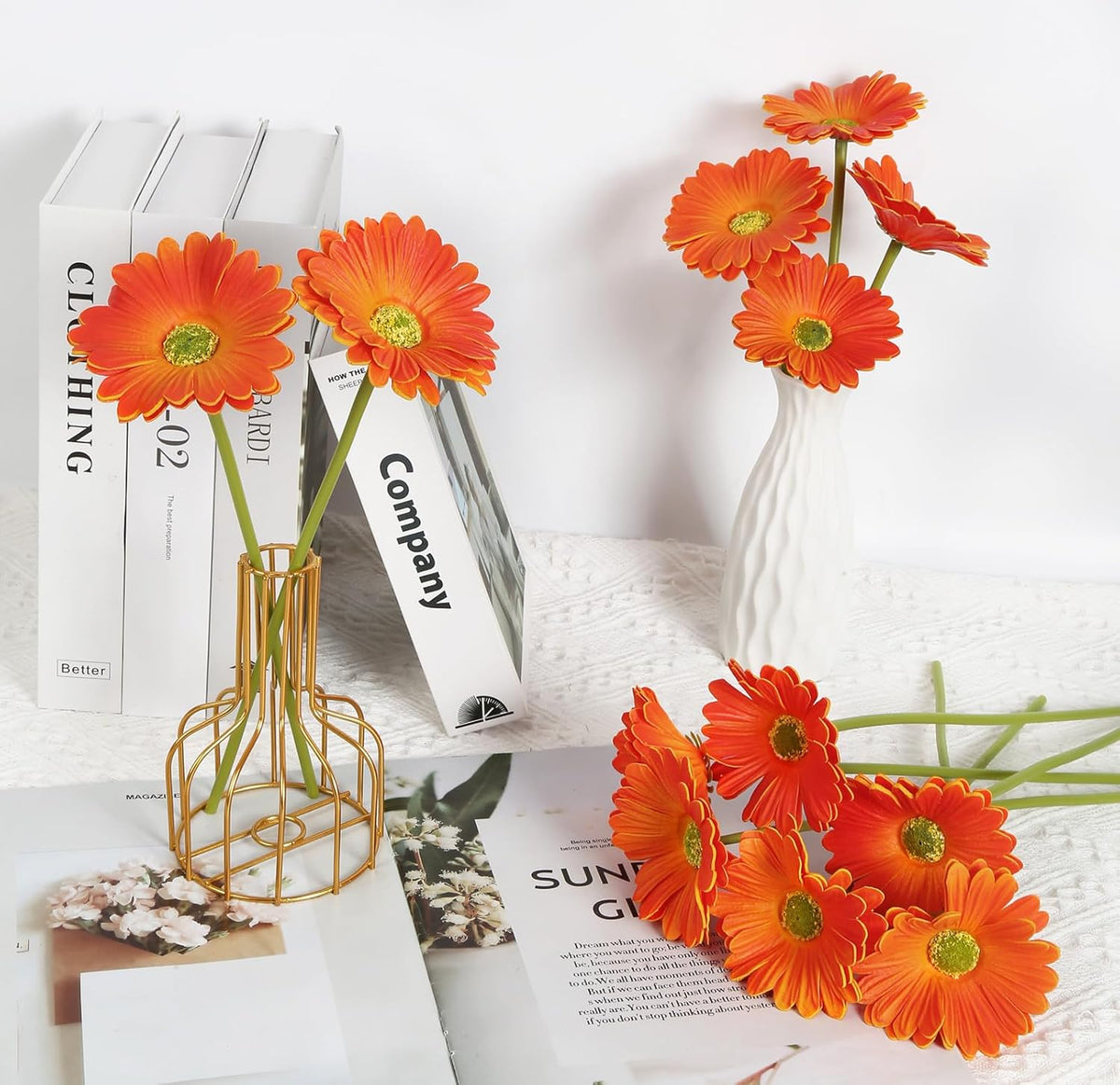 Kunstblumen Gerbera Stiel Real Touch 30 cm – Einzelstiel für Hochzeit, Tischdeko & Wohnkultur