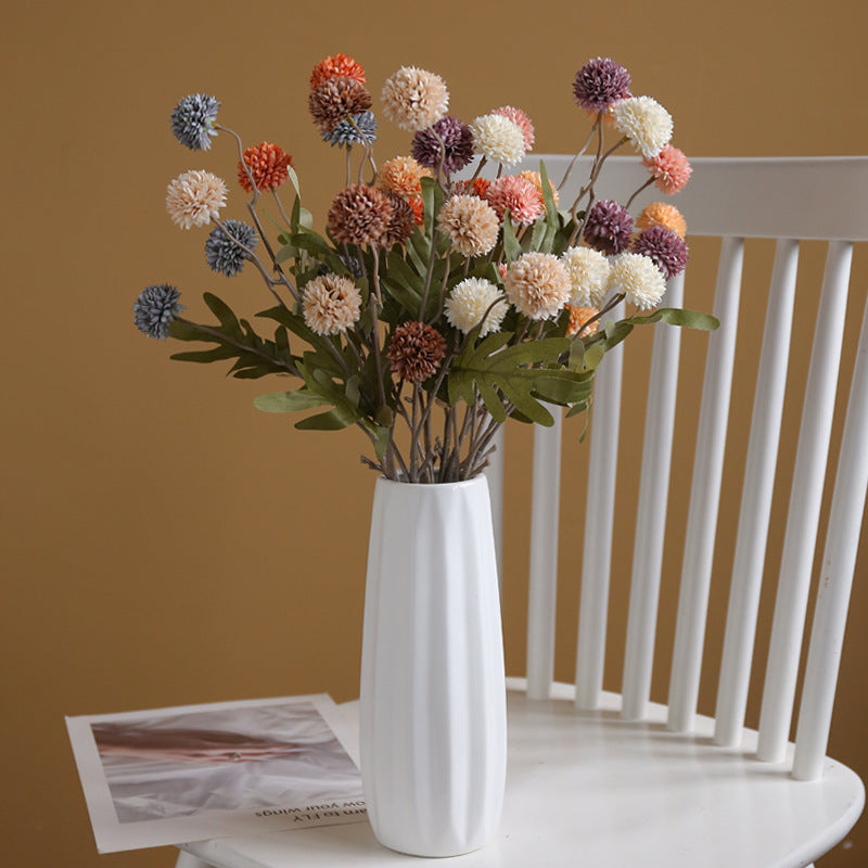 Künstlicher Kiku Stiel 66 cm, Chrysantheme Pompon Blume, realistischer Künstliche Gänseblümchen für hohe Vasen, Hochzeitsdeko, Event & Wohnkultur