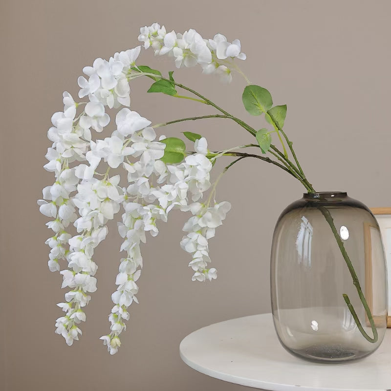 Künstlicher Blauregen 4er-Set, 109 cm lange Glyzinien Zweige, Täuschend echte Seidenblumen, Hängende Deko für Hochzeit, Event & Zuhause