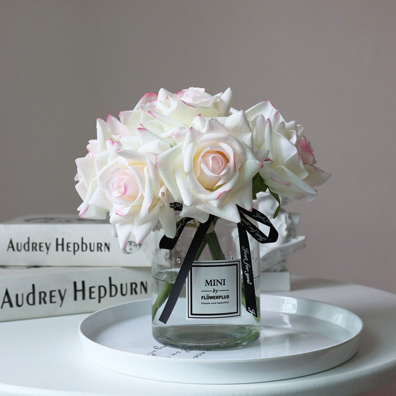Rosenstrauß 25 cm Real Touch – Täuschend echte Kunstblumen für Tischdeko, Hochzeit & Vase