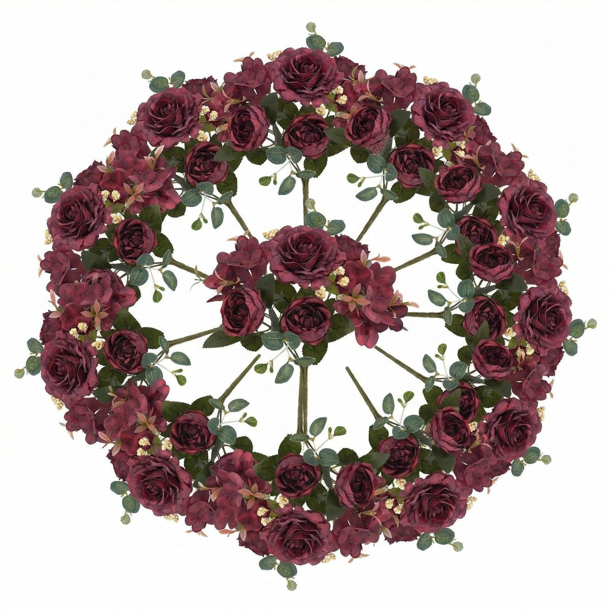 Kunstblumen Pfingstrosen 12er Großpackung – Seidenblumen-Sträuße mit Hortensien, 29 cm, für Hochzeit, Floristik & Heimdeko