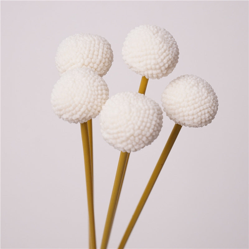 Pompon-Chrysanthemen Kunstblumen Strauß – 5 Stiele, 53 cm hoch, Real-Touch Blumen wie echt – hochwertige Deko für Vase, Hochzeit & Zuhause