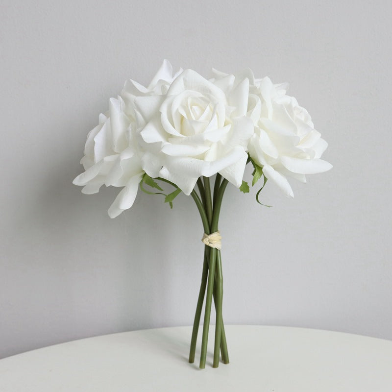 Rosenstrauß 25 cm Real Touch – Täuschend echte Kunstblumen für Tischdeko, Hochzeit & Vase