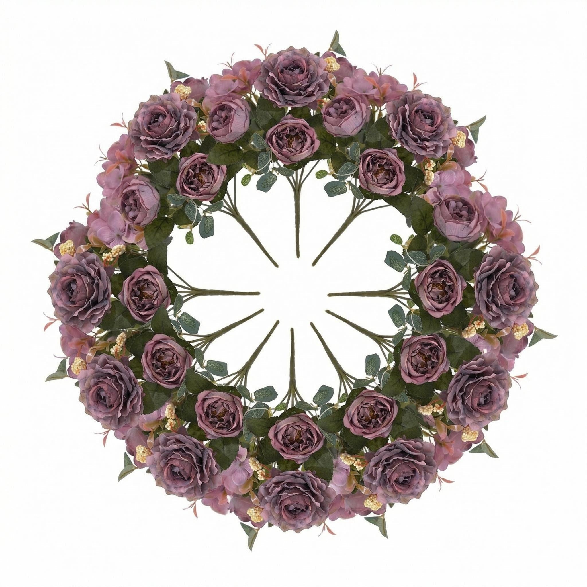 Kunstblumen Pfingstrosen 12er Großpackung – Seidenblumen-Sträuße mit Hortensien, 29 cm, für Hochzeit, Floristik & Heimdeko