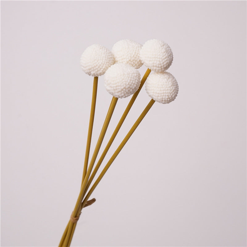 Pompon-Chrysanthemen Kunstblumen Strauß – 5 Stiele, 53 cm hoch, Real-Touch Blumen wie echt – hochwertige Deko für Vase, Hochzeit & Zuhause
