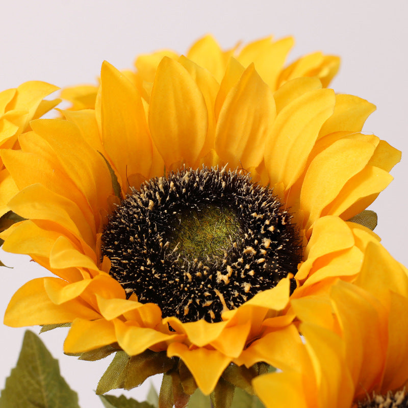 Sonnenblume Kunstblume 45 cm, Seidenblumen-Stiel im Vintage-Stil, realistische Retro-Deko für Vase, Hochzeit, Floristik & Gewerbe