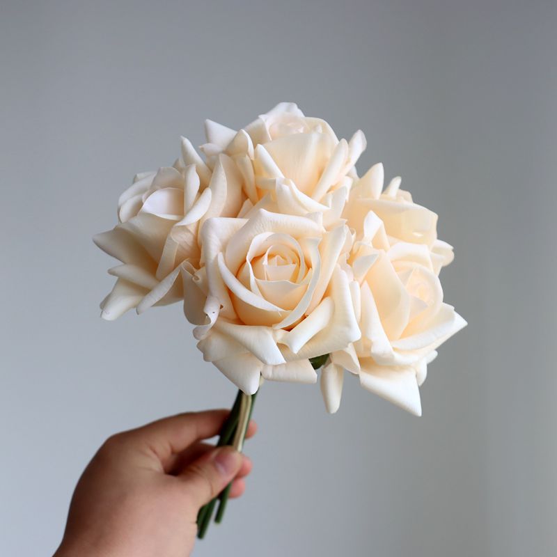 Rosenstrauß 25 cm Real Touch – Täuschend echte Kunstblumen für Tischdeko, Hochzeit & Vase