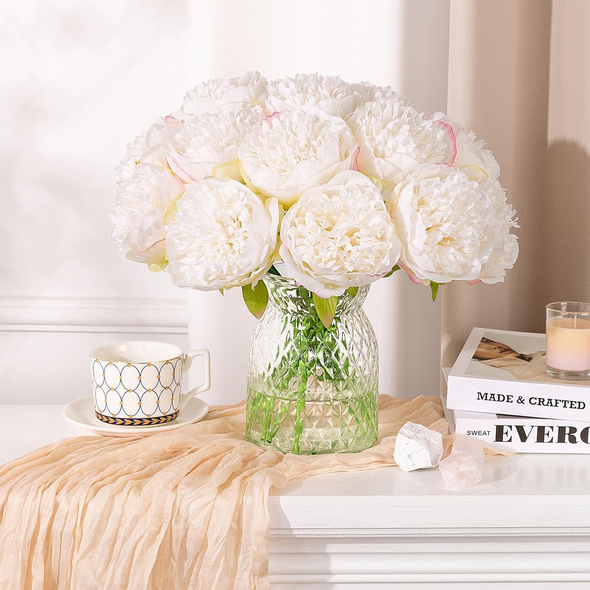 Künstliche Päonien Sträuße 30 cm, 5 Stiele – Seidenblumen für Hochzeit, Event & Tischdeko
