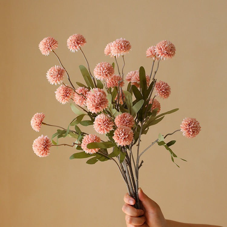 Künstlicher Kiku Stiel 66 cm, Chrysantheme Pompon Blume, realistischer Künstliche Gänseblümchen für hohe Vasen, Hochzeitsdeko, Event & Wohnkultur