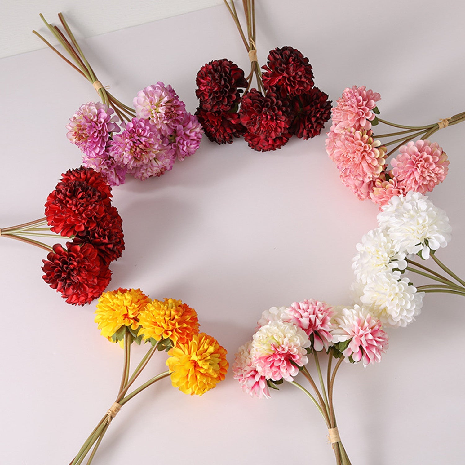 Chrysanthemen Kunstblumen Strauss, 40 cm Seidenblumen Bouquet, Hochwertige Deko Blumen für Vase, Landhausstil, Hochzeit