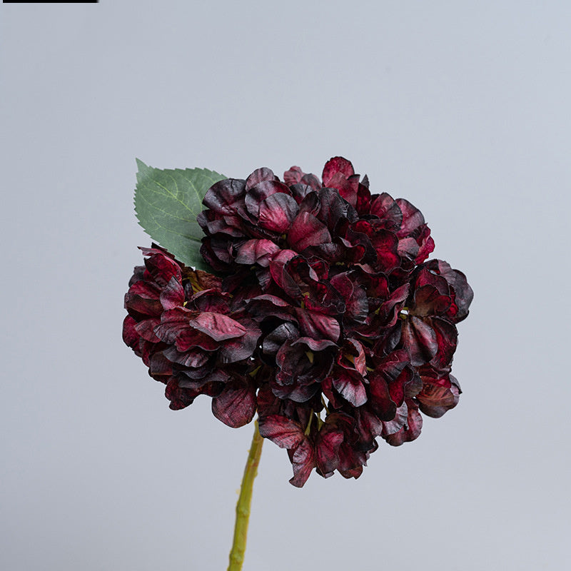Kunstblumen Hortensien Vintage | 35 cm | Geflammter Rand | Realistisch | Herbst & Winter Deko für Vase & Hochzeit