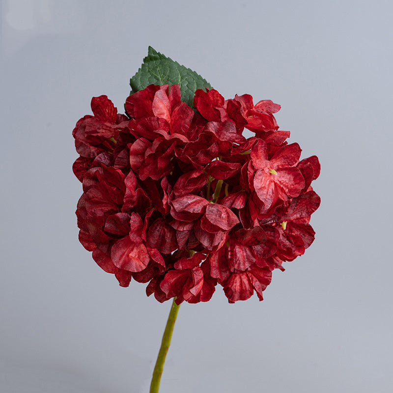 Kunstblumen Hortensien Vintage | 35 cm | Geflammter Rand | Realistisch | Herbst & Winter Deko für Vase & Hochzeit