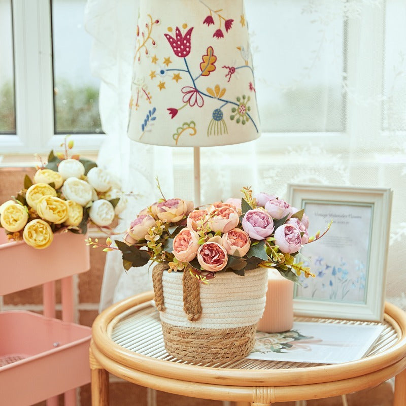 Kohlrosenbusch 25cm, 6 realistische Seidenrosen, Kunstblumen-Strauß für Deko, Hochzeit & Vase, Mengenrabatt für Gewerbe