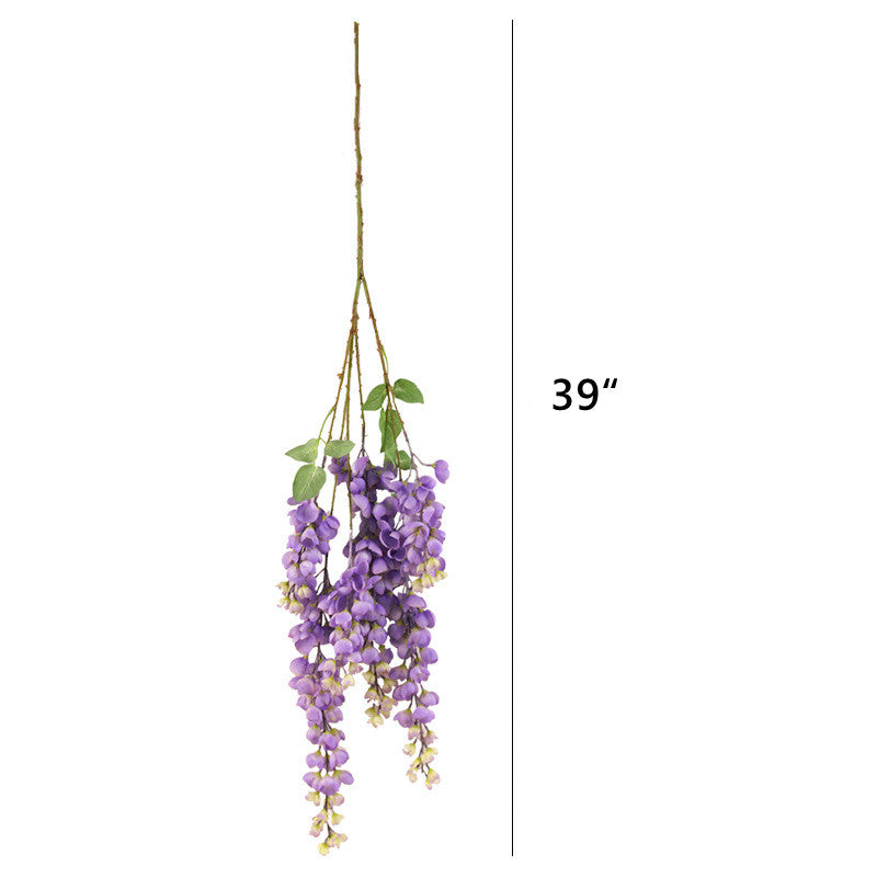 Künstlicher Blauregen 4er-Set, 109 cm lange Glyzinien Zweige, Täuschend echte Seidenblumen, Hängende Deko für Hochzeit, Event & Zuhause