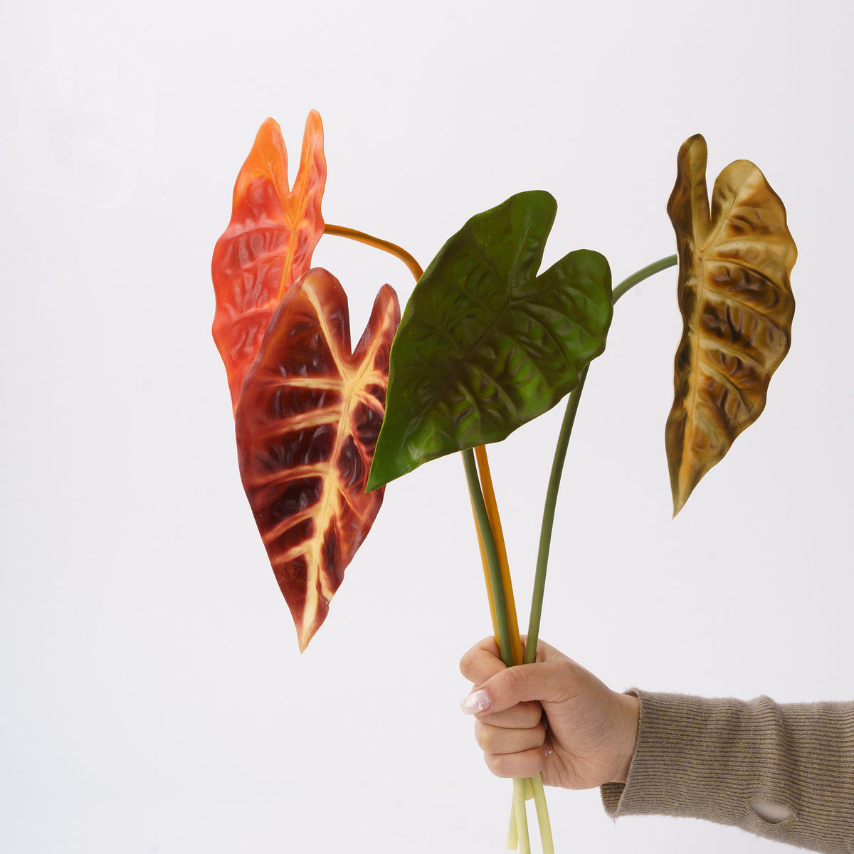 8 STK Künstliche Blätter Groß Künstlicher Aronstab 40 cm Lang Kunstzweige mit Blätter Kunstlaub Deko Blätter Grün Tropische Kunstblätter für Wohnzimmer Schlafzimmer Küche Büro Hotel Vase Deko