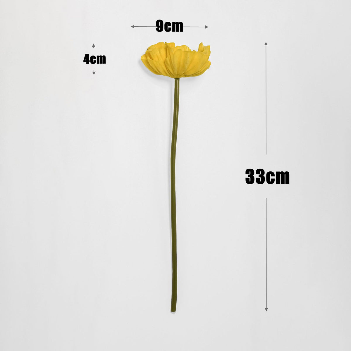 12 Stück 34 cm lange künstliche Mohnblumenstängel aus PU – mit echthaftem Touch