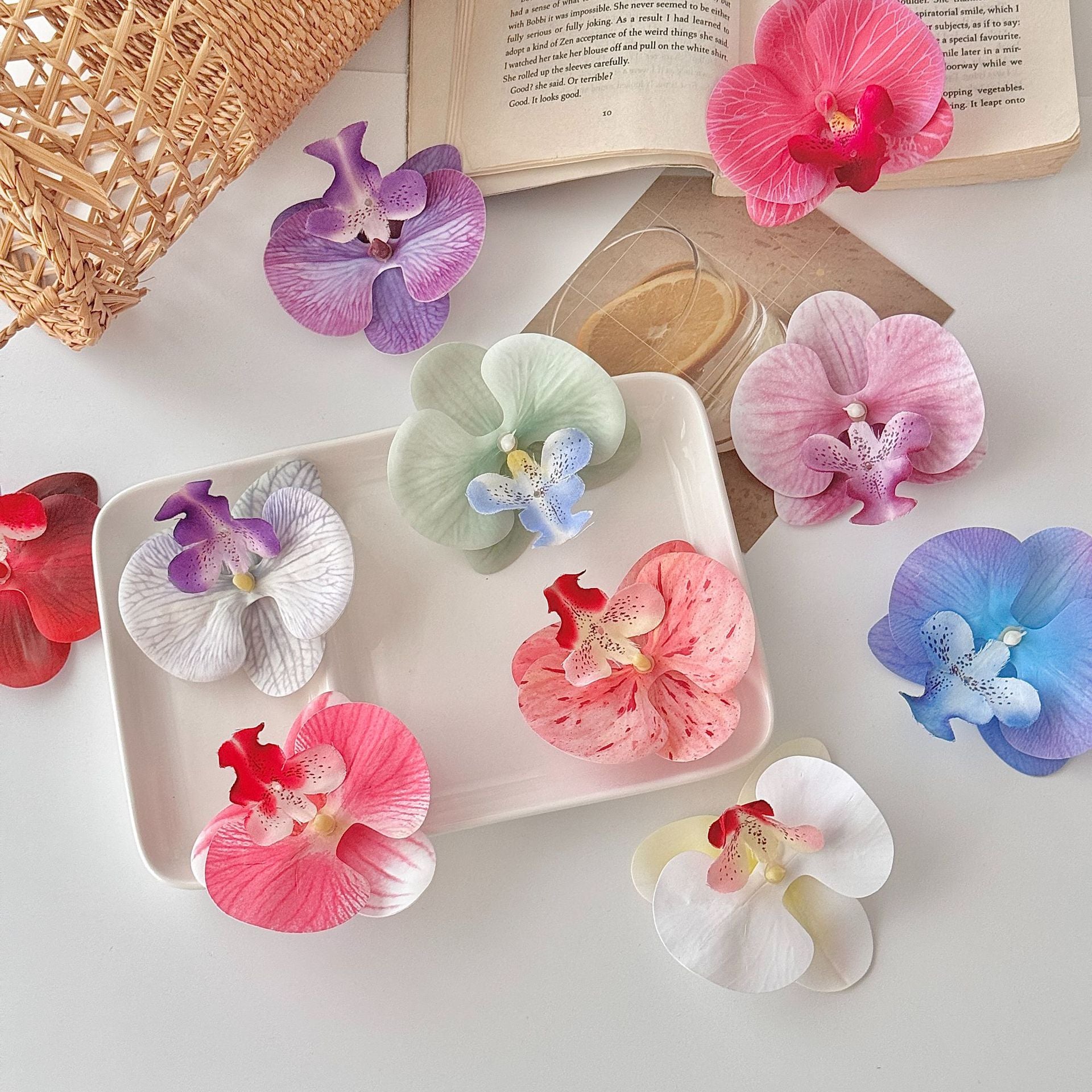 24 Stücke Orchideen-Dekorationen | Real Touch PU Künstliche Blumen | Orchideenköpfe & Künstliche Phalaenopsis-Blumenköpfe für DIY-Kunsthandwerk, Heim- und Hochzeitsdekoration
