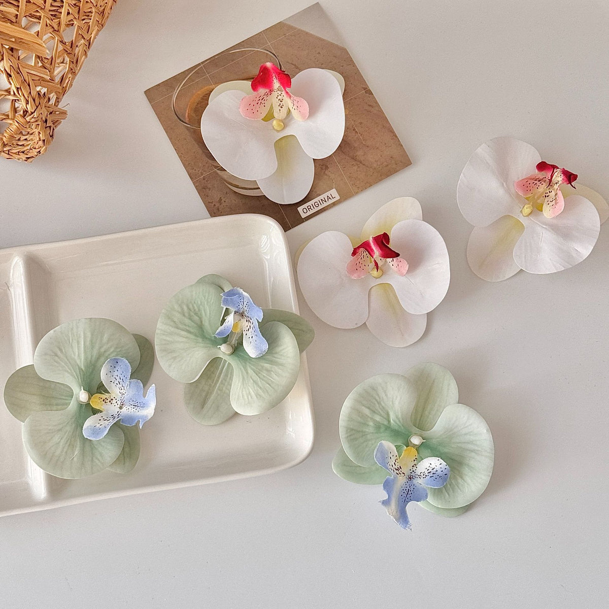 24 Stücke Orchideen-Dekorationen | Real Touch PU Künstliche Blumen | Orchideenköpfe & Künstliche Phalaenopsis-Blumenköpfe für DIY-Kunsthandwerk, Heim- und Hochzeitsdekoration
