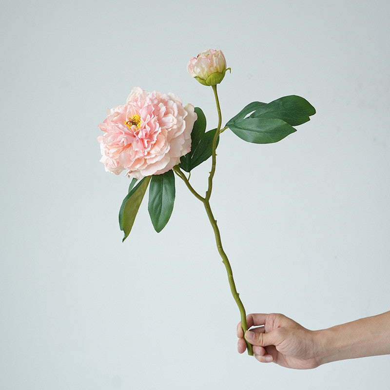 49 cm Künstliche Vintage-Blumen: Pfingstrosen mit gebrannter Ränderung
