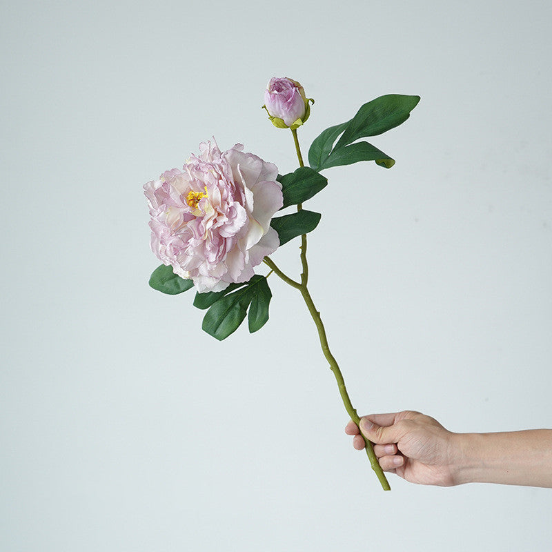 49 cm Künstliche Vintage-Blumen: Pfingstrosen mit gebrannter Ränderung