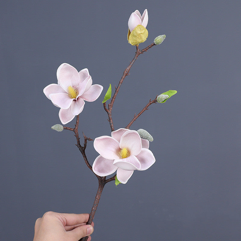 Künstliche Magnolie 51 cm | Realistische EVA-Kunstblume für Vase, Hochzeit & Wohndeko