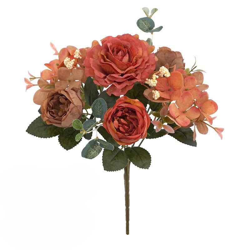 30 cm Künstlicher Pfingstrosen-Brautstrauß Hochzeits-Blumenbusch mit Hortensien