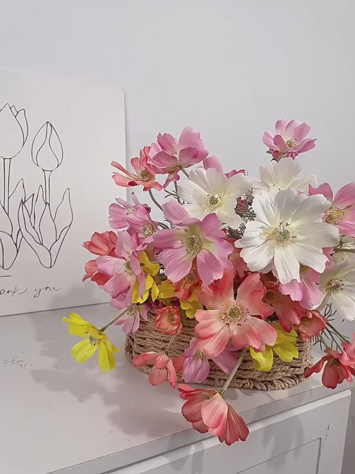 Künstliche Kunstblumen & Kosmos Pflanzen für Drinnen & Draußen – Stoffblumen Dekoration & Kunsthandwerk für Hochzeit, Bankett, Blumenparty, Zuhause, Hotel