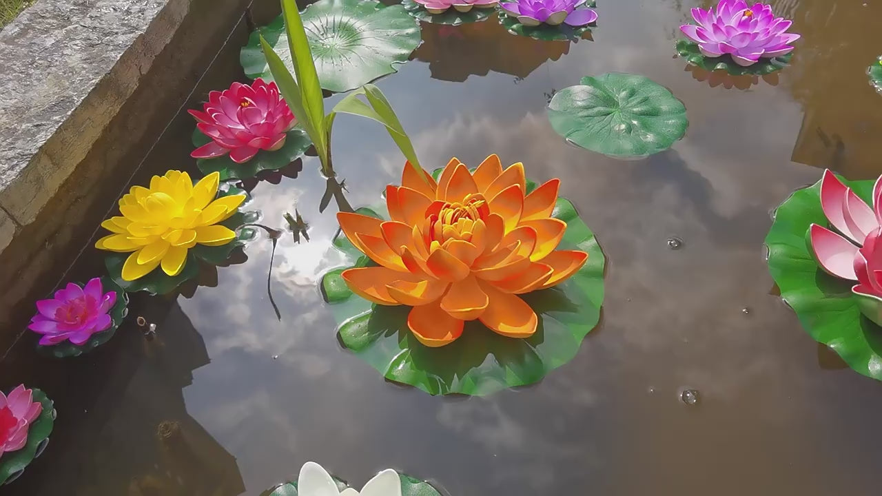 Künstliche schwimmende Seerosen & Lotusblüten – Wasserlilien, Teichdekoration, schwimmende Blumen für Gartenteich