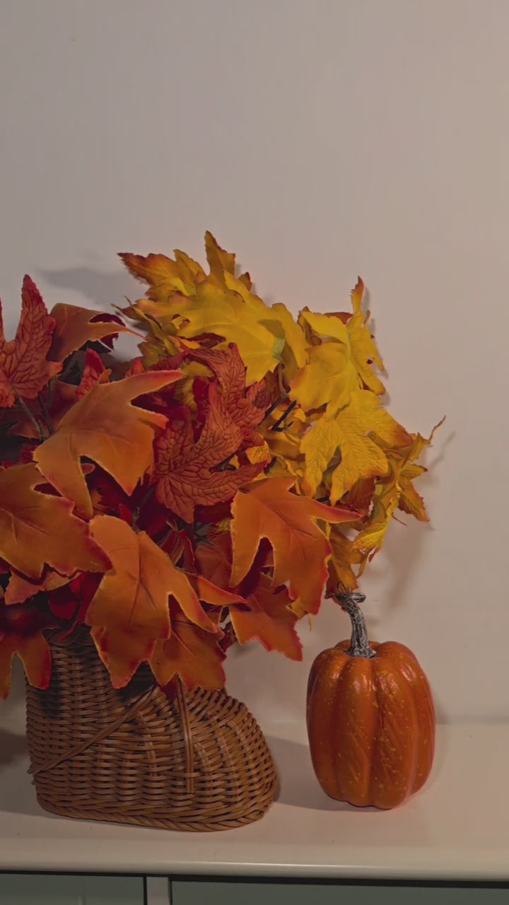 3er Set Künstliche Herbst-Ahornzweige mit 18 Blattstielen, 35 cm Faux Herbstlaub Sträuße für Vase, Heimdekoration, Thanksgiving Mittelpunkt & Hochzeit
