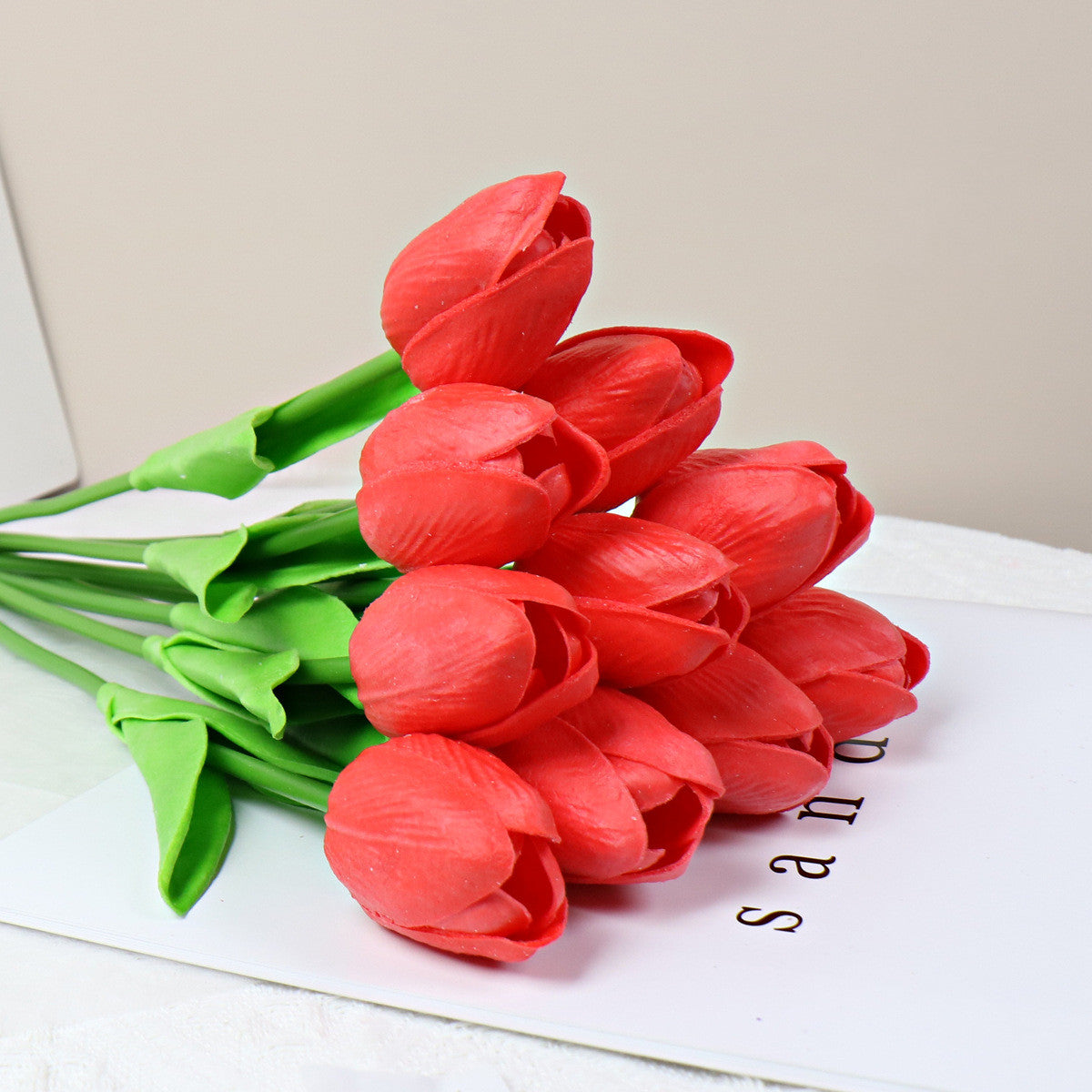 10er Set Real-Touch Tulpen (34 cm) – Latex-Kunstblumen für Hochzeitsstrauß & Home Deko