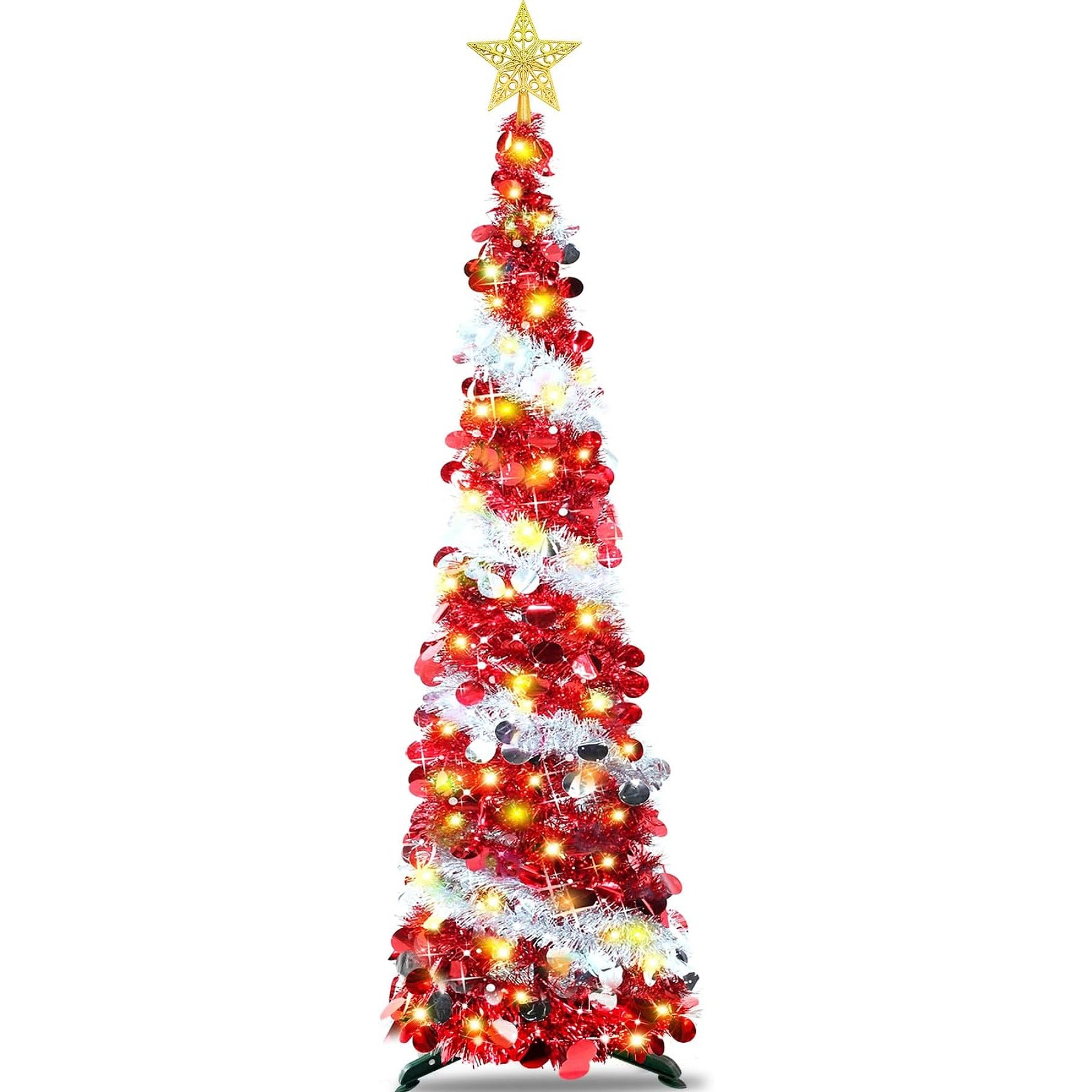 1,5 m Glitzer-Weihnachtsbaum – Zusammenklappbarer Pop-up Künstlicher Tannenbaum