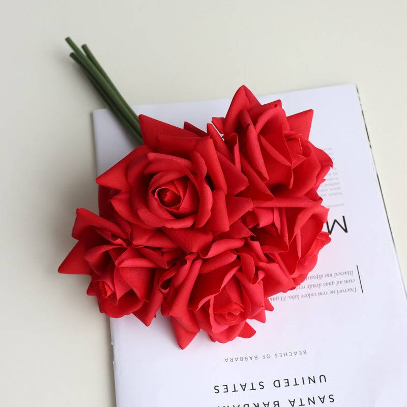 Rosenstrauß 25 cm Real Touch – Täuschend echte Kunstblumen für Tischdeko, Hochzeit & Vase