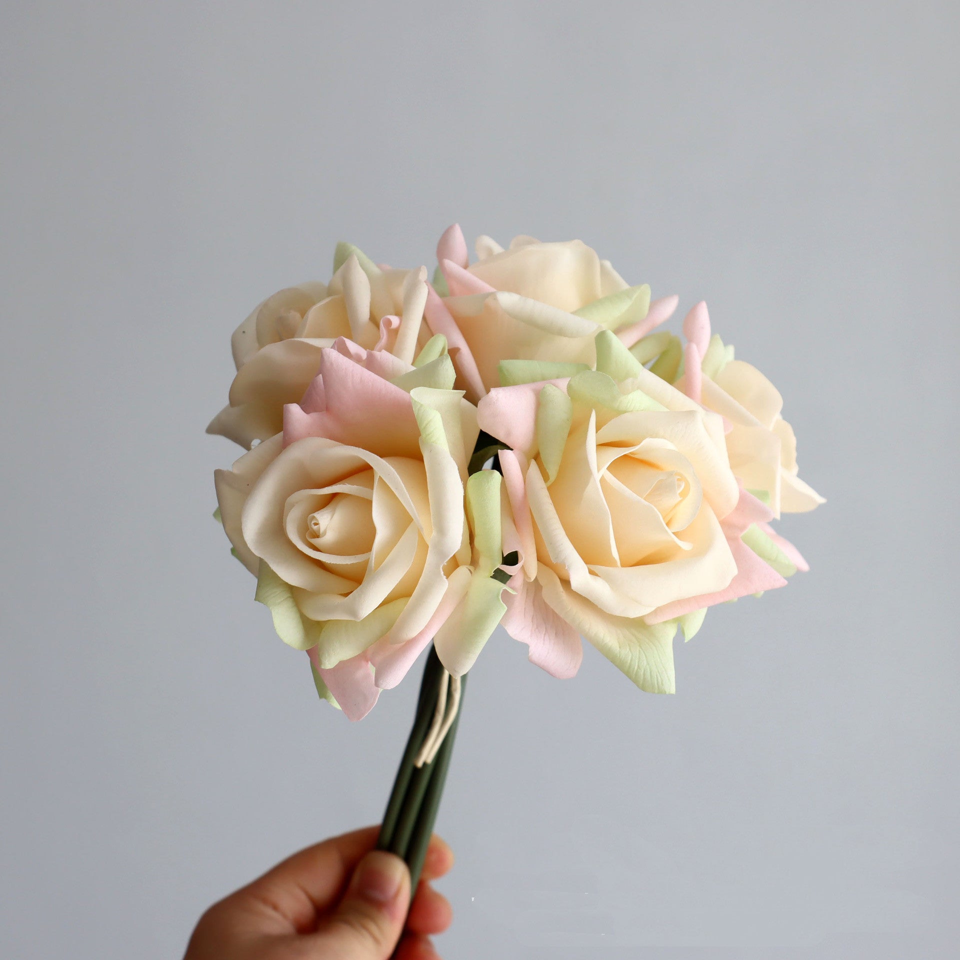 Rosenstrauß 25 cm Real Touch – Täuschend echte Kunstblumen für Tischdeko, Hochzeit & Vase