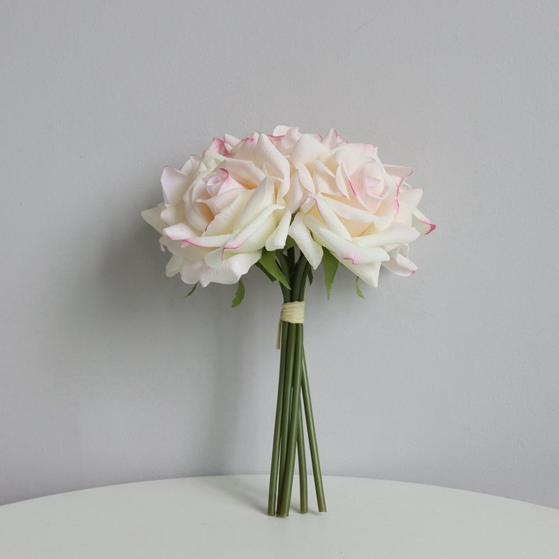 Rosenstrauß 25 cm Real Touch – Täuschend echte Kunstblumen für Tischdeko, Hochzeit & Vase